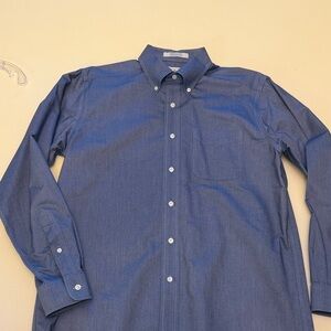L.L. Bean Blue Button Down Shirt Wrinkle Free Traditional Fit 15.5 34 New
